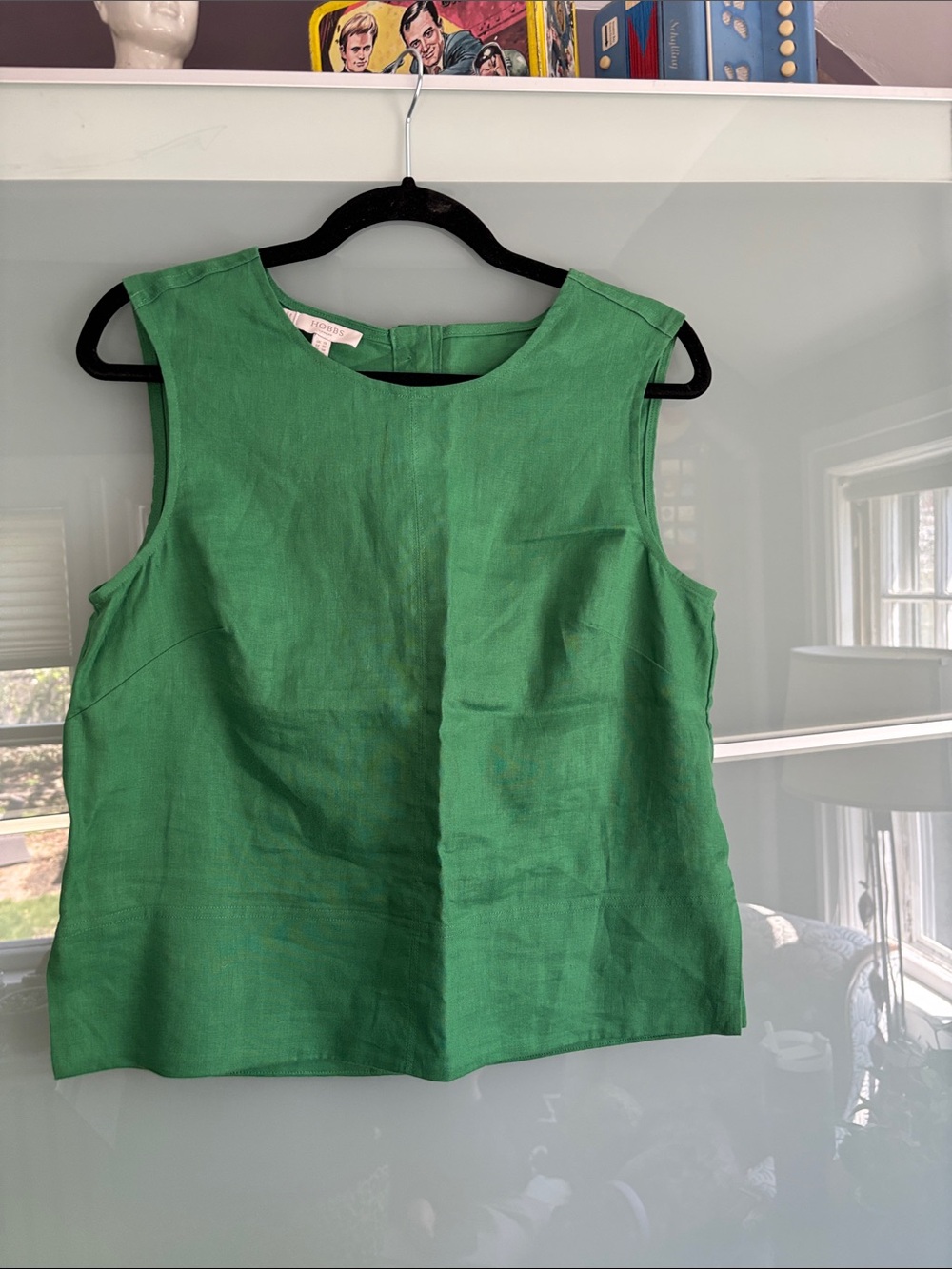 Hobbs London Linen Button Back Sleeveless Top